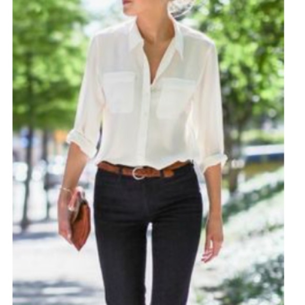 White long sleeve blouse shirt chic new trendy